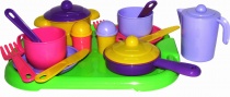 Набор детской посуды "Хозяюшка" с подносом на 2 персоны