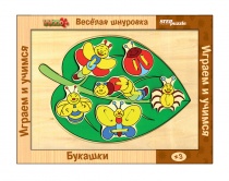 Игра из дерева "Весёлая шнуровка.Букашки" (Step Wooden Toys)