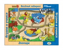 Игра из дерева "Весёлый лабиринт.Зоопарк" (Step Wooden Toys)